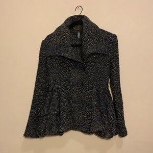 Used Free People Navy Peplum Pea Coat in Small